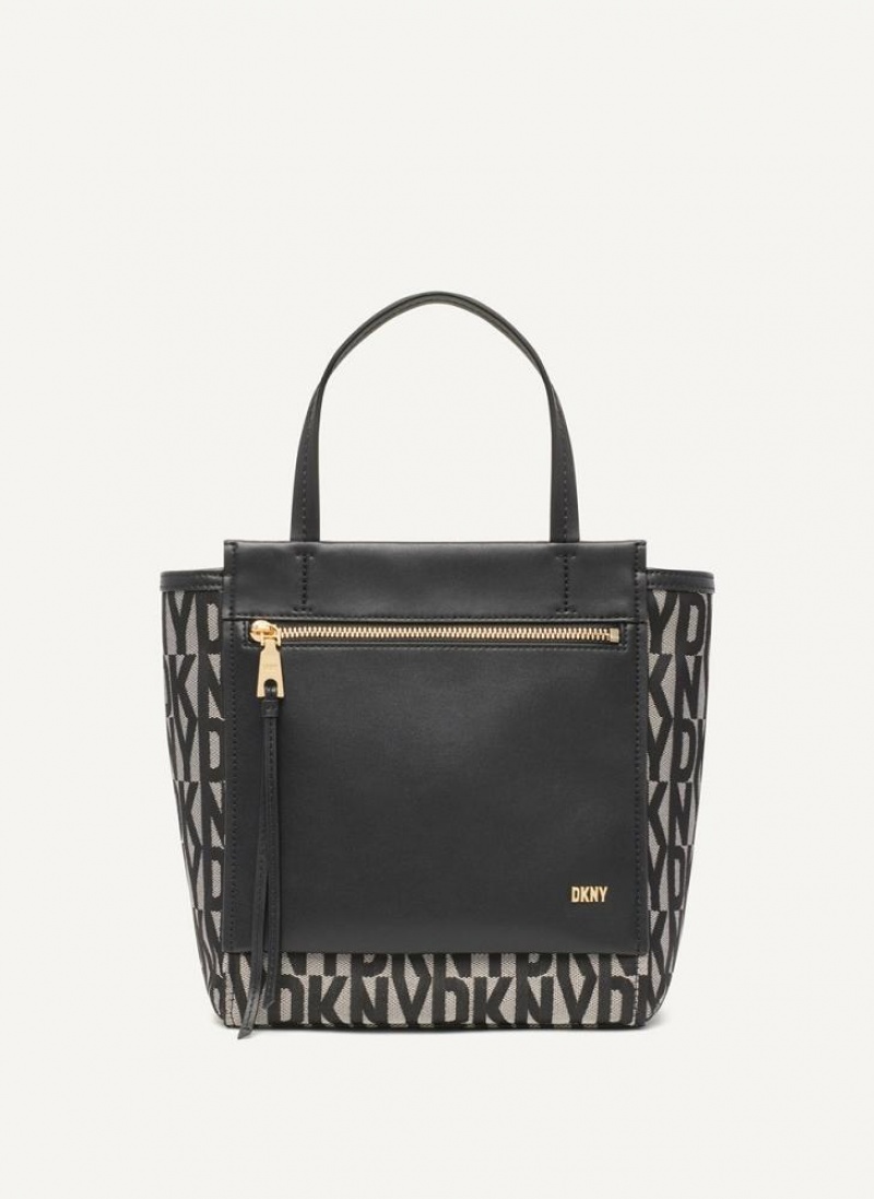Black DKNY Pax North-South Tote Bags Crossbody Bags | USA-D0863