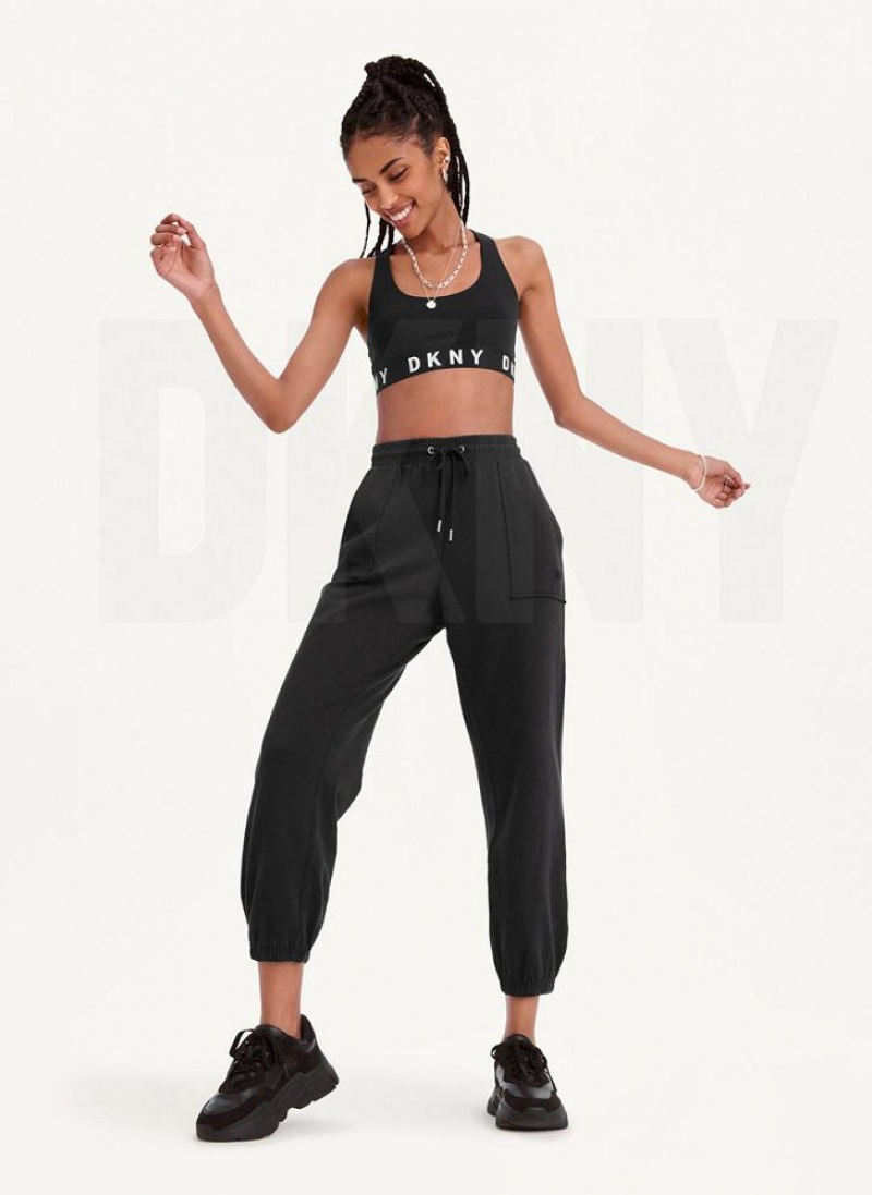 Black DKNY Pigment Washed Women's Joggers | USA-D0806