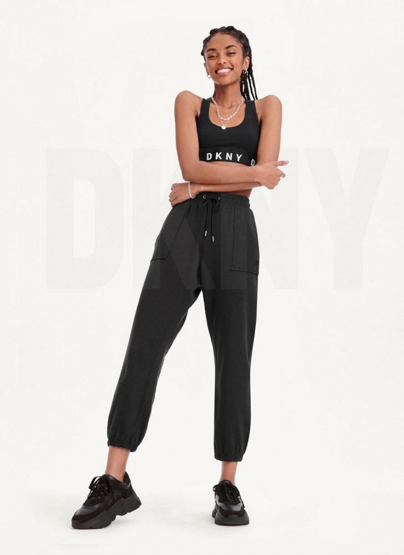 Black DKNY Pigment Washed Women's Joggers | USA-D0806