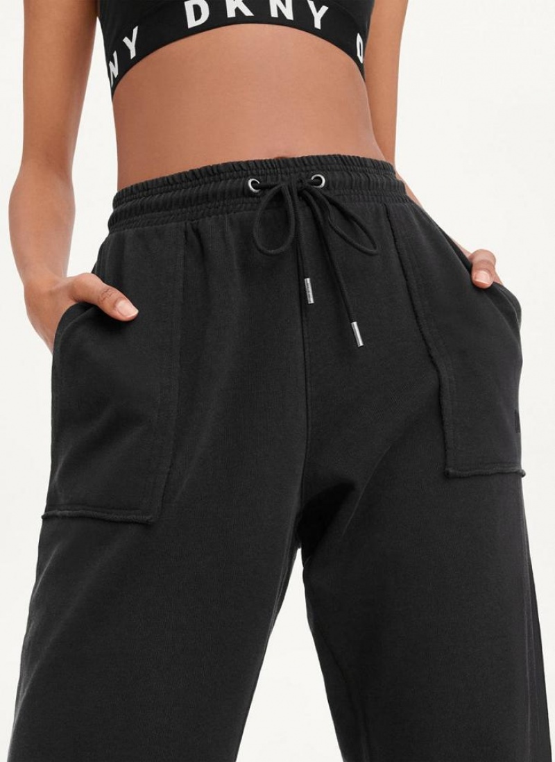 Black DKNY Pigment Washed Women's Joggers | USA-D0806