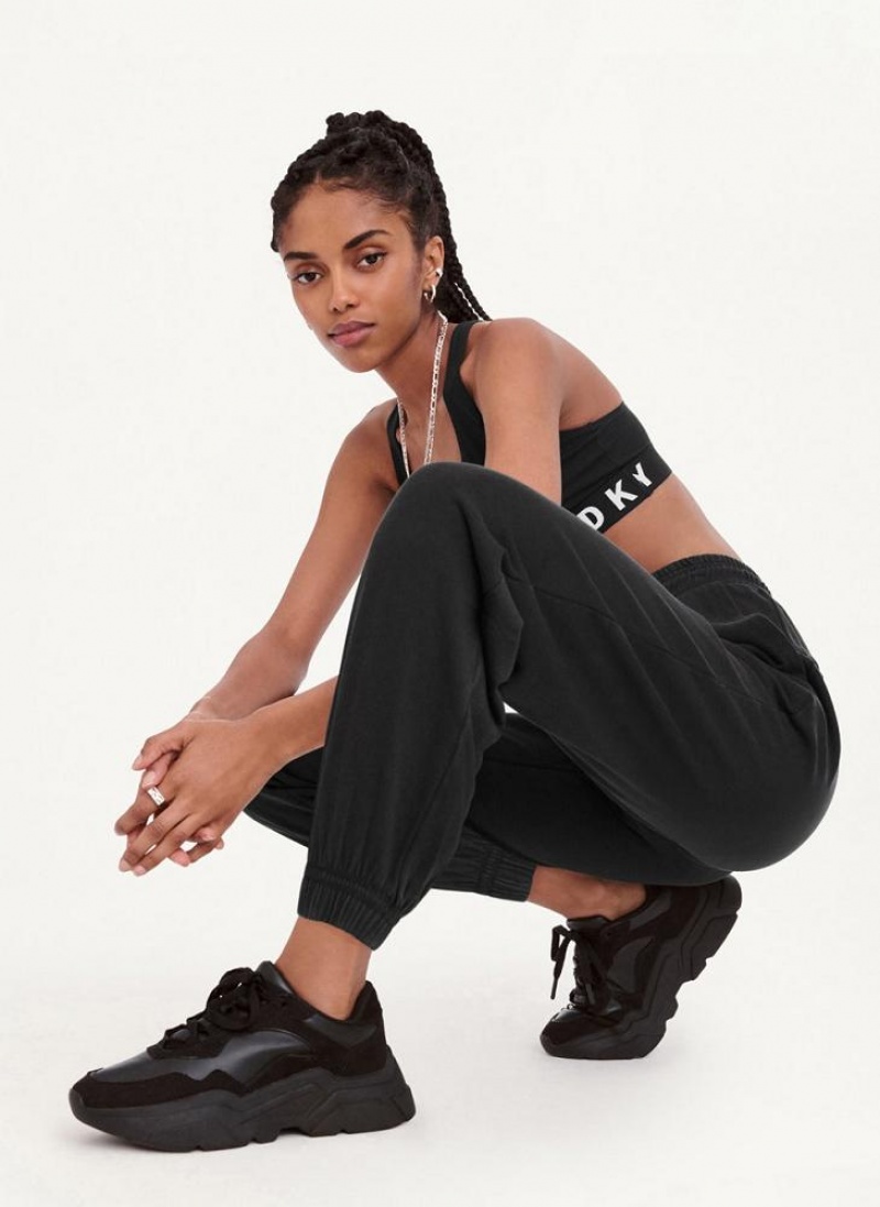 Black DKNY Pigment Washed Women's Joggers | USA-D0806