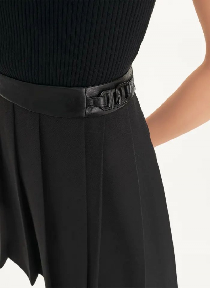 Black DKNY Pleated Mini Women's Skirts | USA-D0532