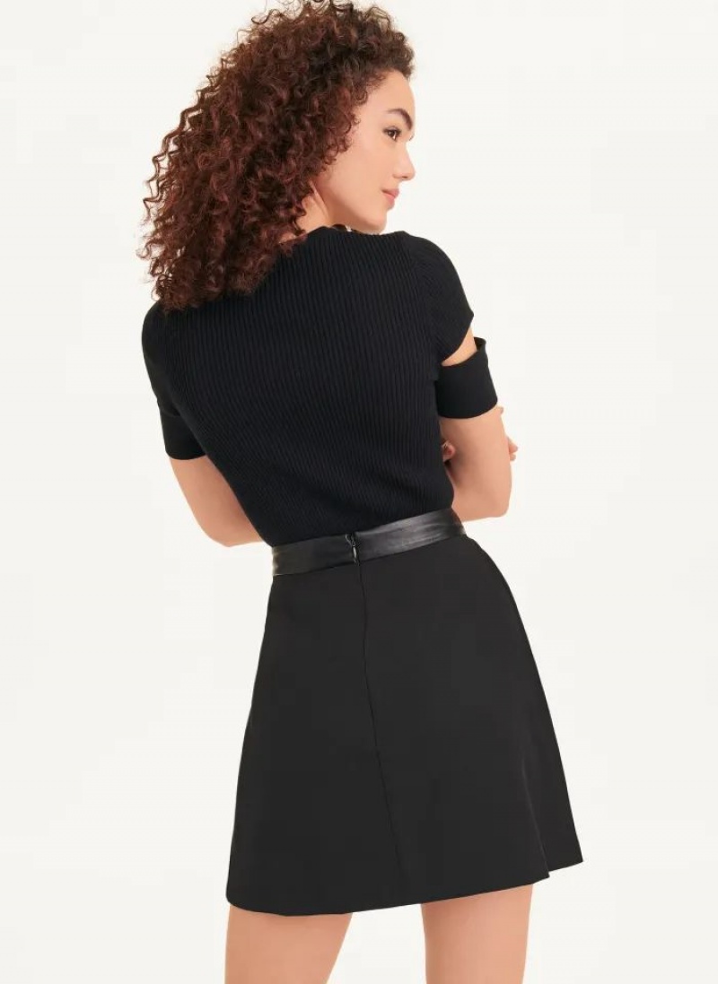 Black DKNY Pleated Mini Women's Skirts | USA-D0532