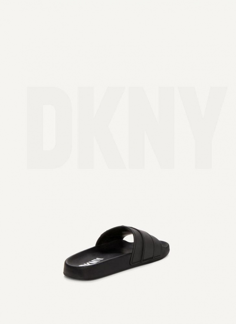 Black DKNY Pool Shoes Slides | USA-D1609