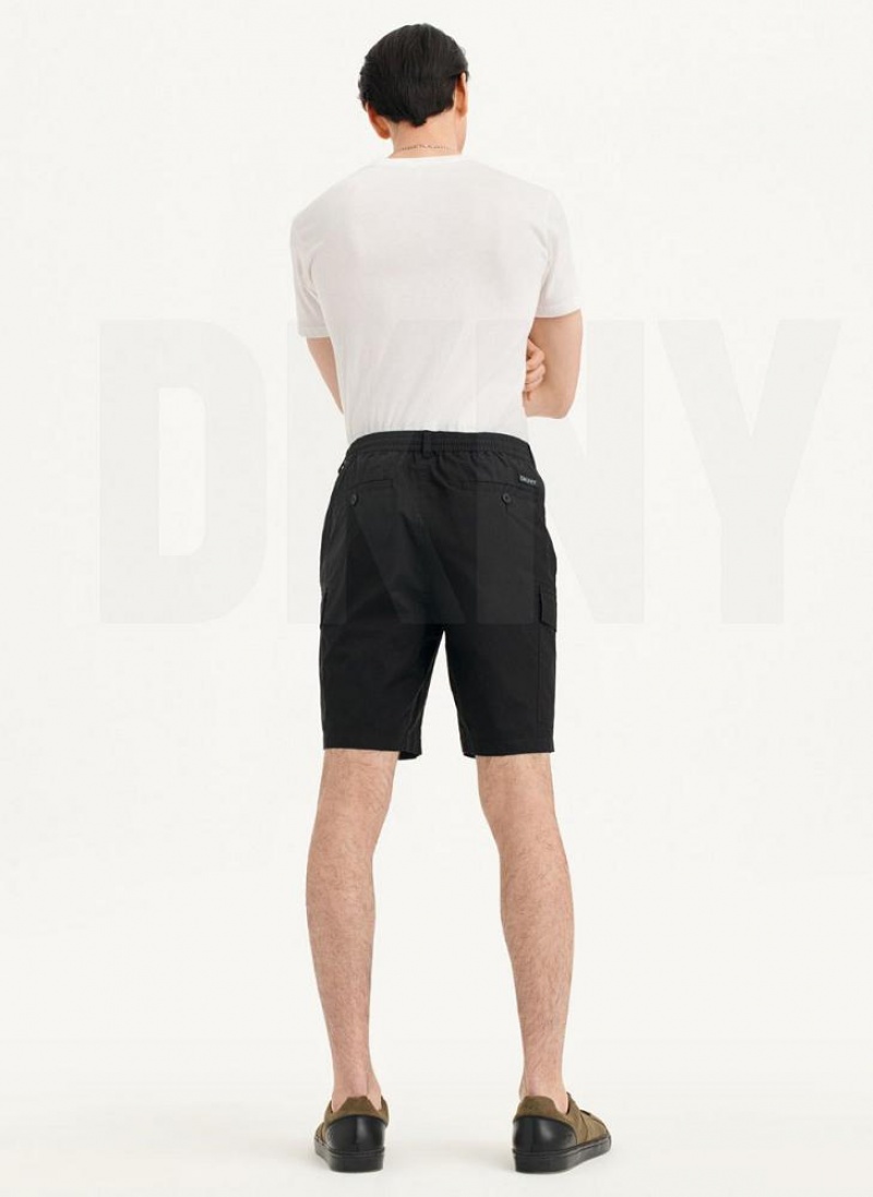 Black DKNY Poplin Cargo Men's Shorts | USA-D1298