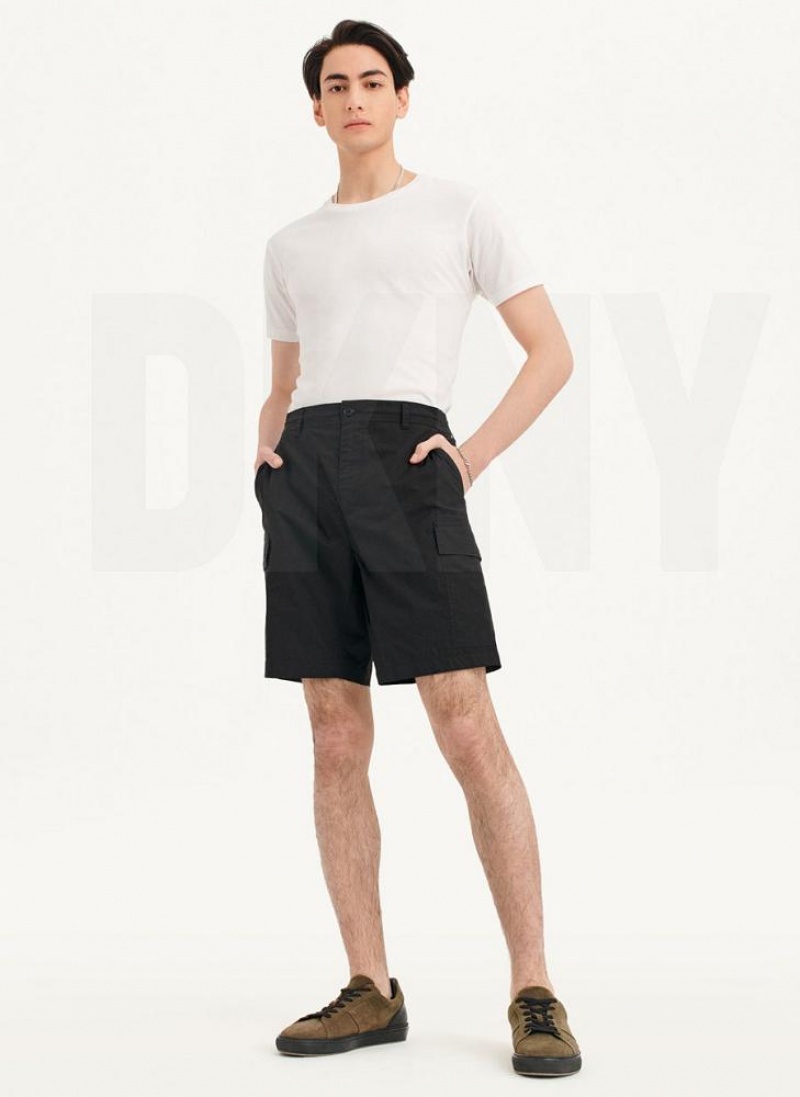 Black DKNY Poplin Cargo Men's Shorts | USA-D1298