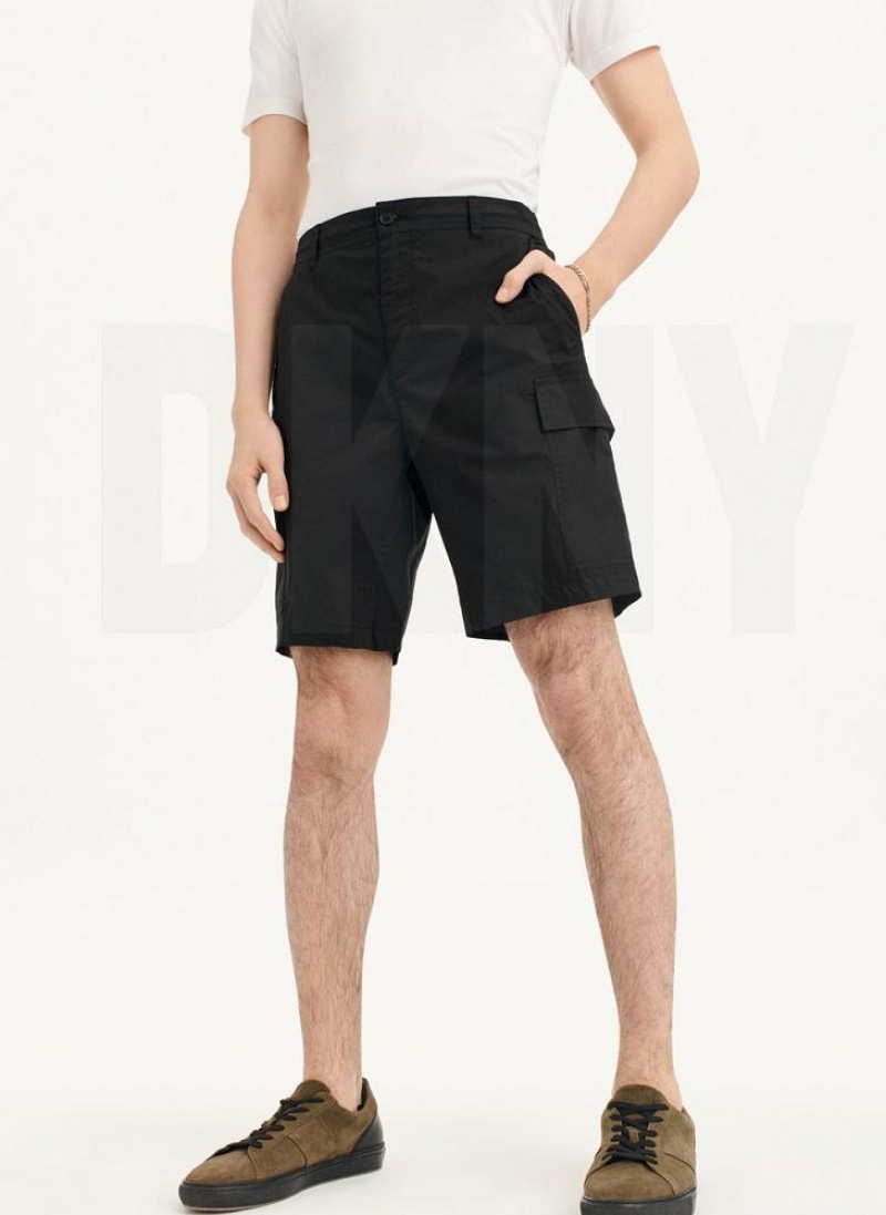 Black DKNY Poplin Cargo Men's Shorts | USA-D1298