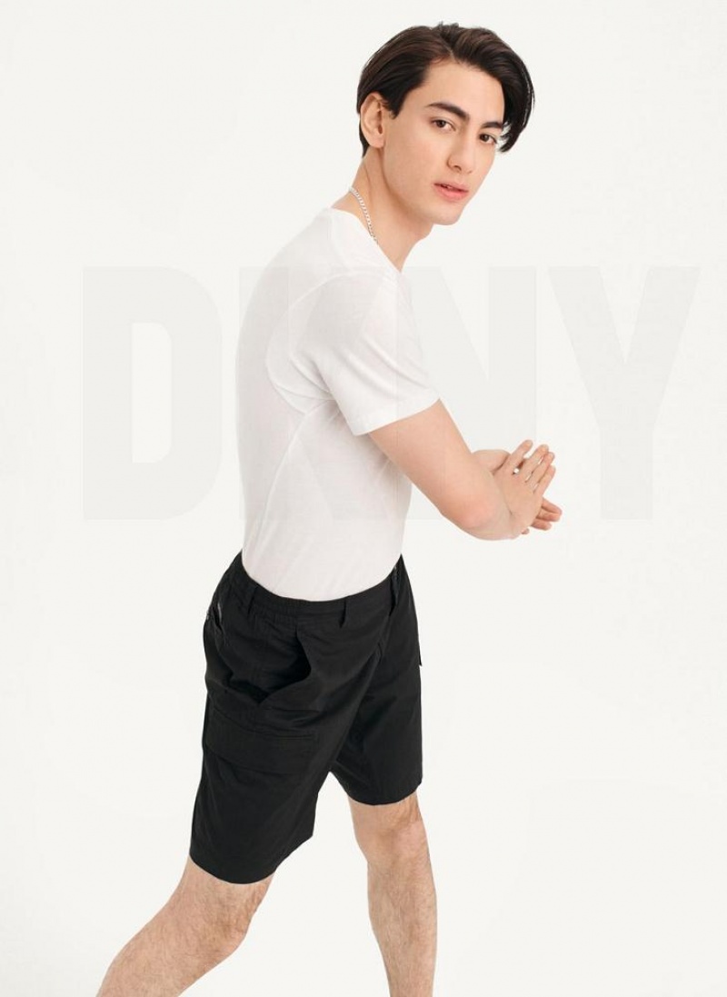 Black DKNY Poplin Cargo Men's Shorts | USA-D1298