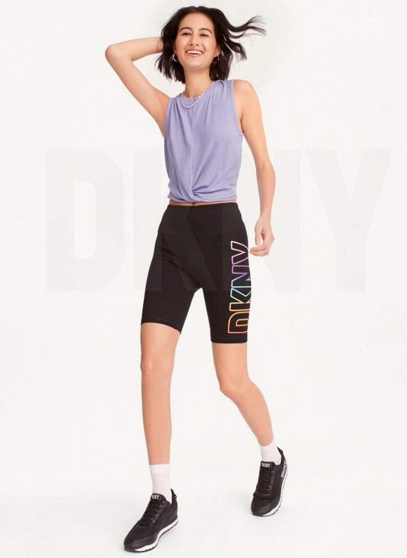 Black DKNY Pride Logo Bike Women's Shorts | USA-D1734