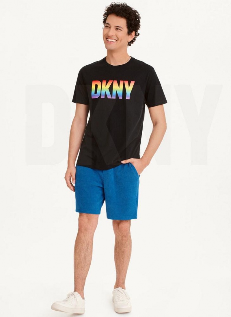 Black DKNY Pride Men's T Shirts | USA-D0745