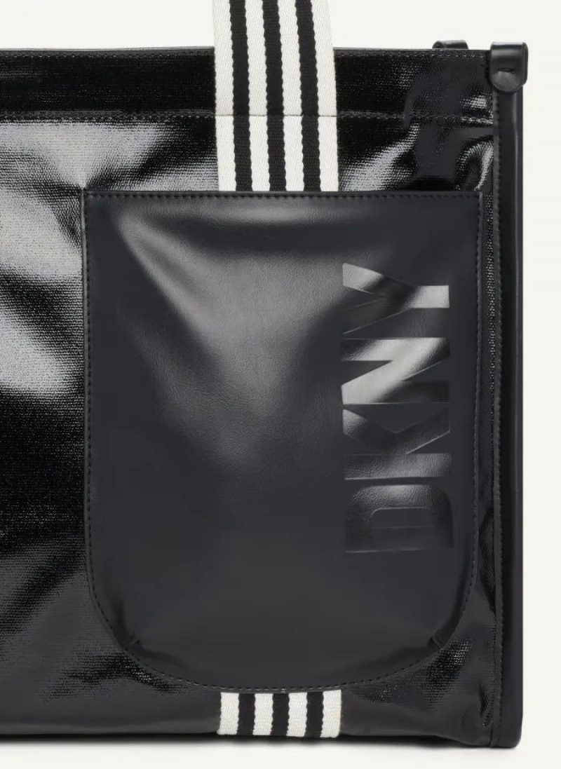 Black DKNY Prospect Coated Canvas Large Bags Tote Bags | USA-D1259