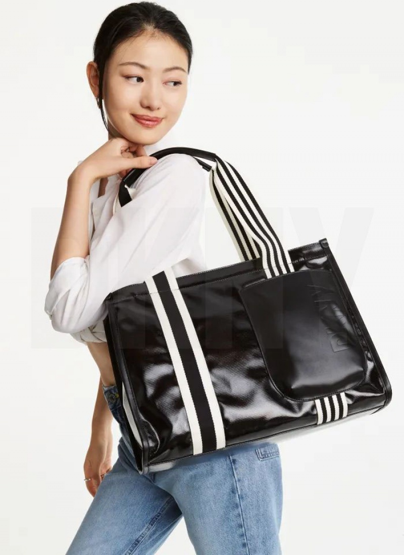 Black DKNY Prospect Coated Canvas Large Bags Tote Bags | USA-D1259