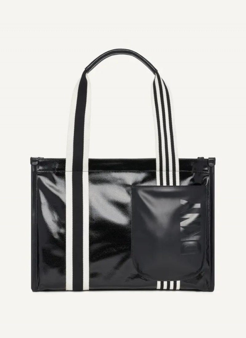 Black DKNY Prospect Coated Canvas Large Bags Tote Bags | USA-D1259