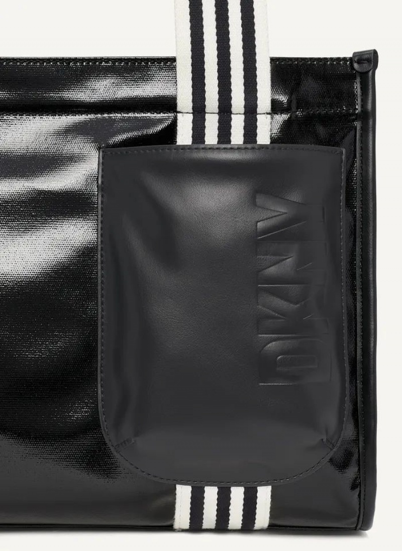 Black DKNY Prospect Coated Canvas Medium Bags Tote Bags | USA-D1965
