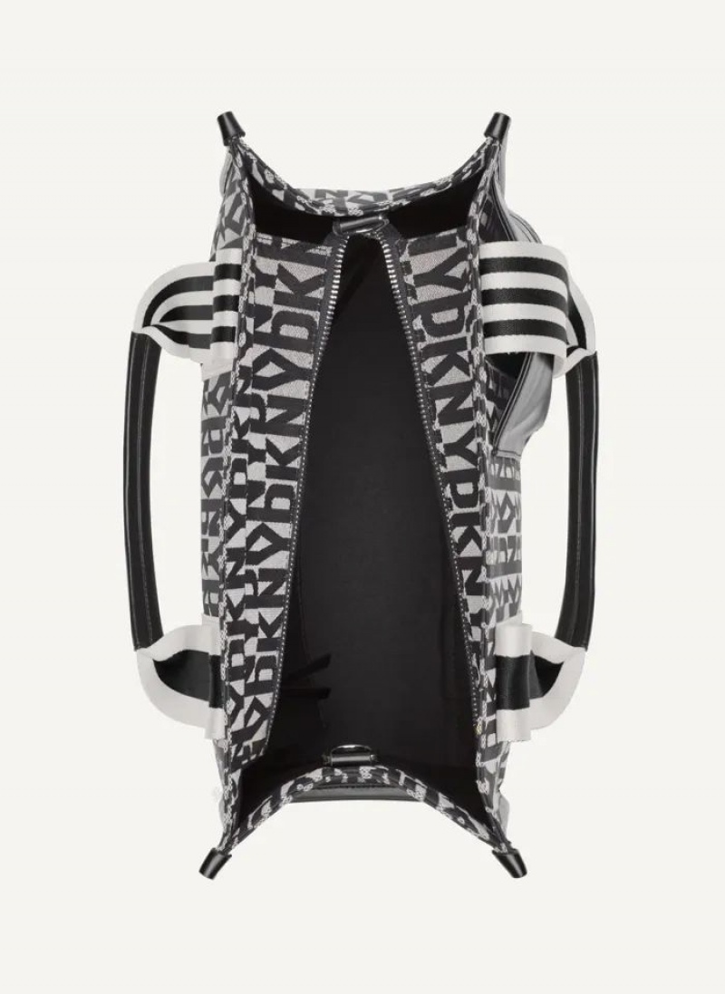 Black DKNY Prospect Jacquard Large Bags Tote Bags | USA-D1762