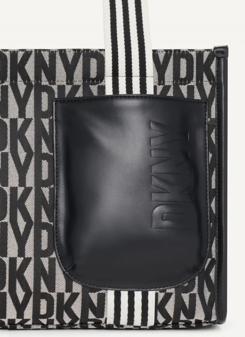 Black DKNY Prospect Jacquard Large Bags Tote Bags | USA-D1762