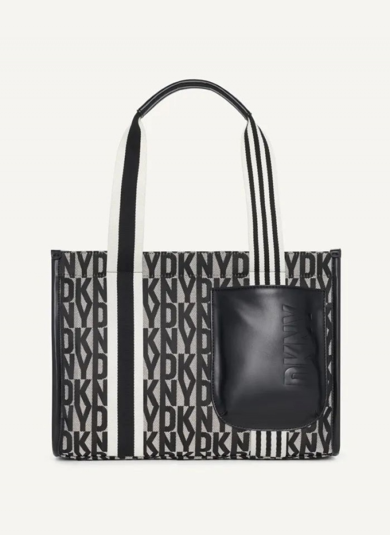 Black DKNY Prospect Jacquard Large Bags Tote Bags | USA-D1762
