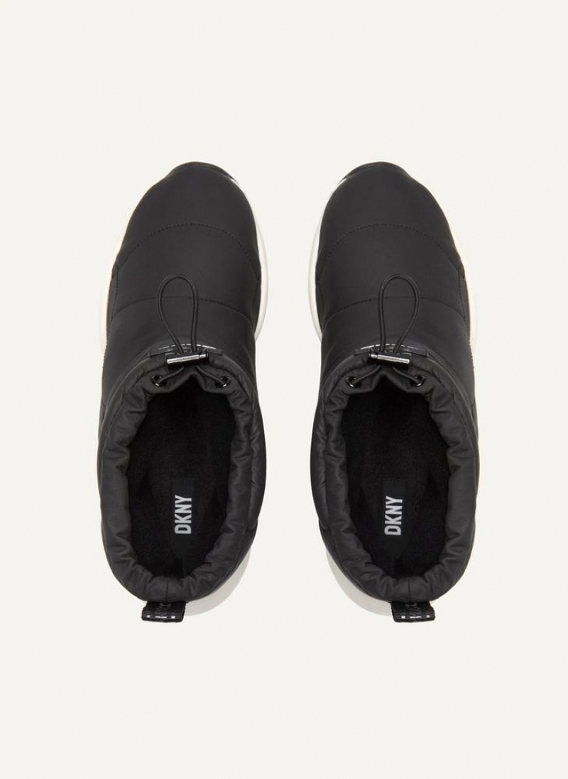 Black DKNY Puffy Wedge Shoes Boots | USA-D0193