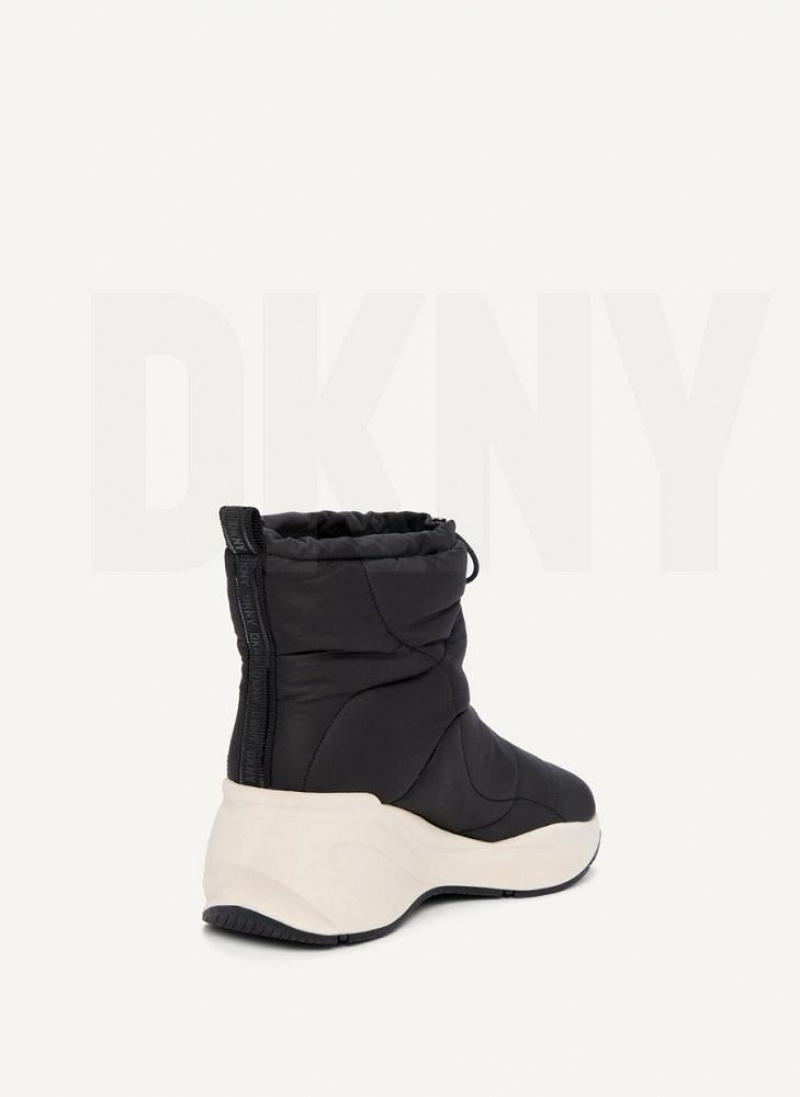 Black DKNY Puffy Wedge Shoes Boots | USA-D0193