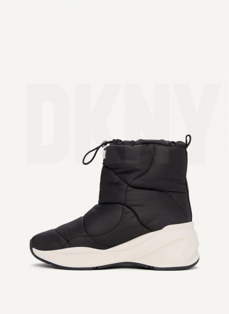 Black DKNY Puffy Wedge Shoes Boots | USA-D0193