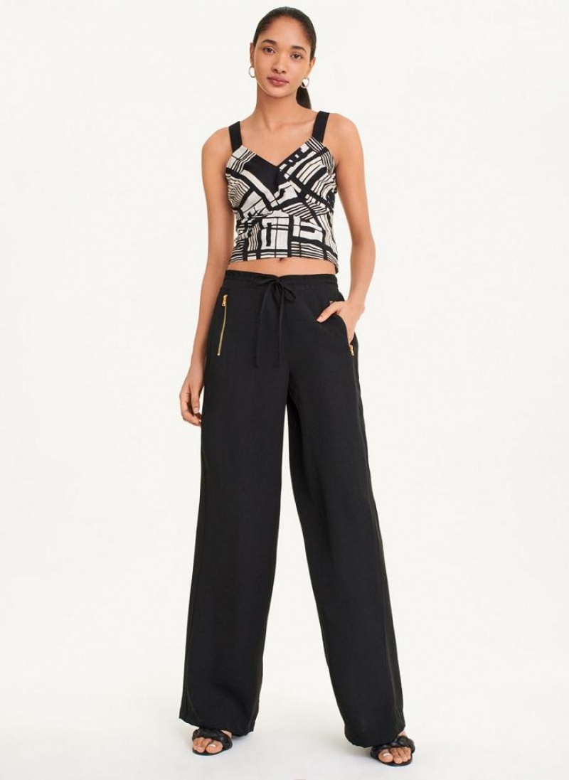 Black DKNY Pull On Drawstring Women's Pants | USA-D0308