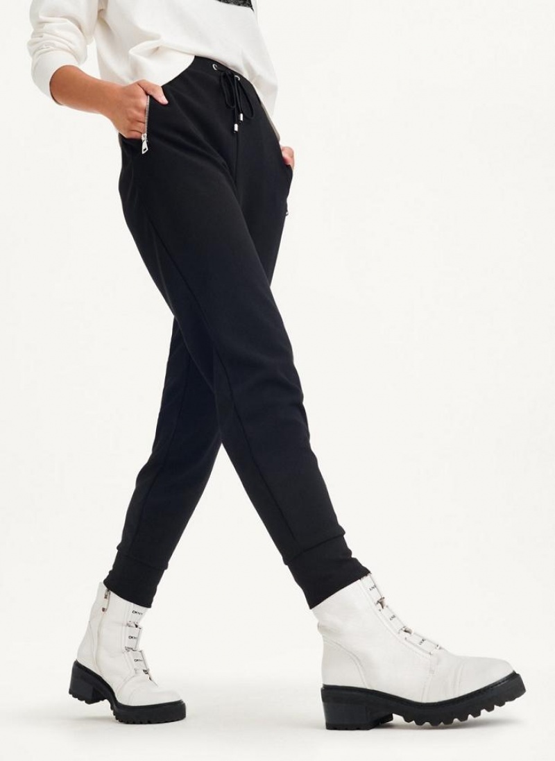 Black DKNY Pull On Women's Joggers | USA-D0146