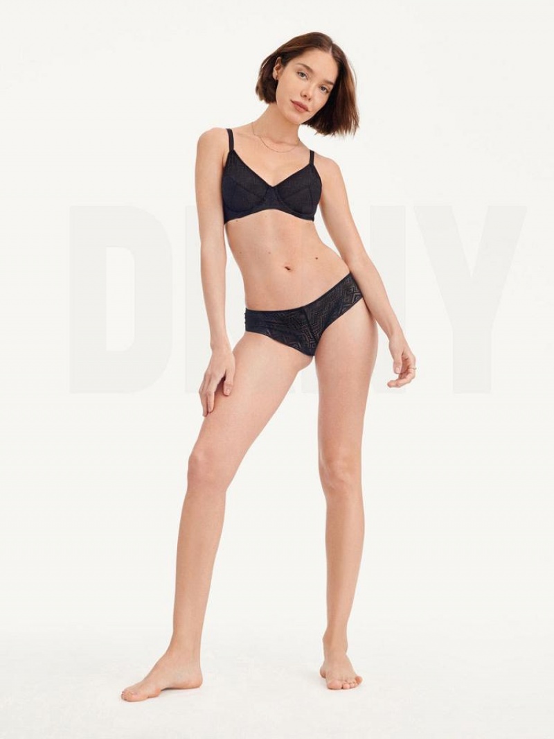 Black DKNY Pure Lace Unlined Women's Bras | USA-D1628