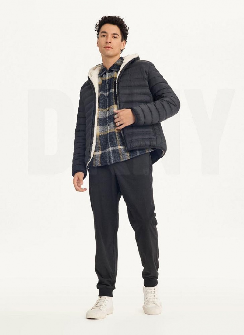 Black DKNY Quilted Reversible Sherpa Men's Jackets | USA-D1084