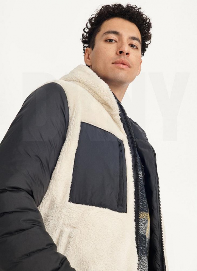Black DKNY Quilted Reversible Sherpa Men's Jackets | USA-D1084