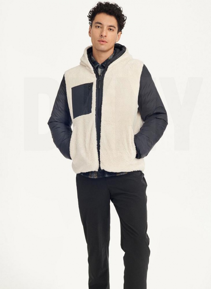 Black DKNY Quilted Reversible Sherpa Men's Jackets | USA-D1084