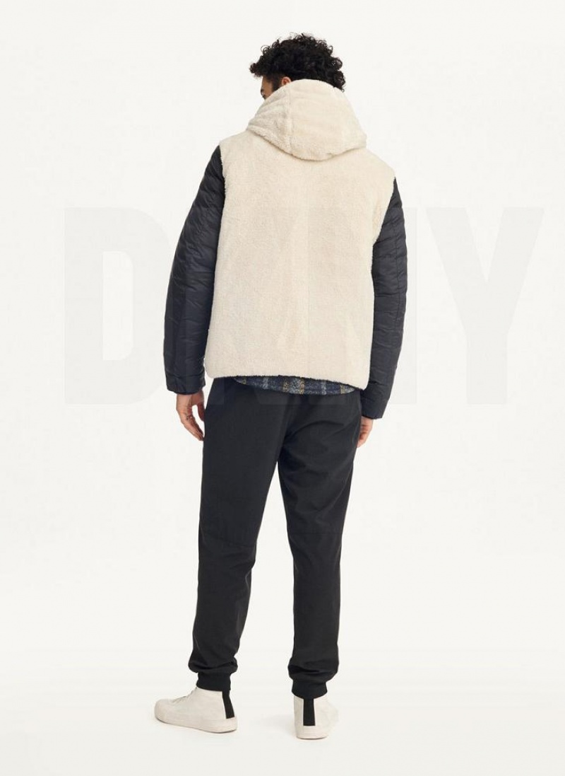 Black DKNY Quilted Reversible Sherpa Men's Jackets | USA-D1084