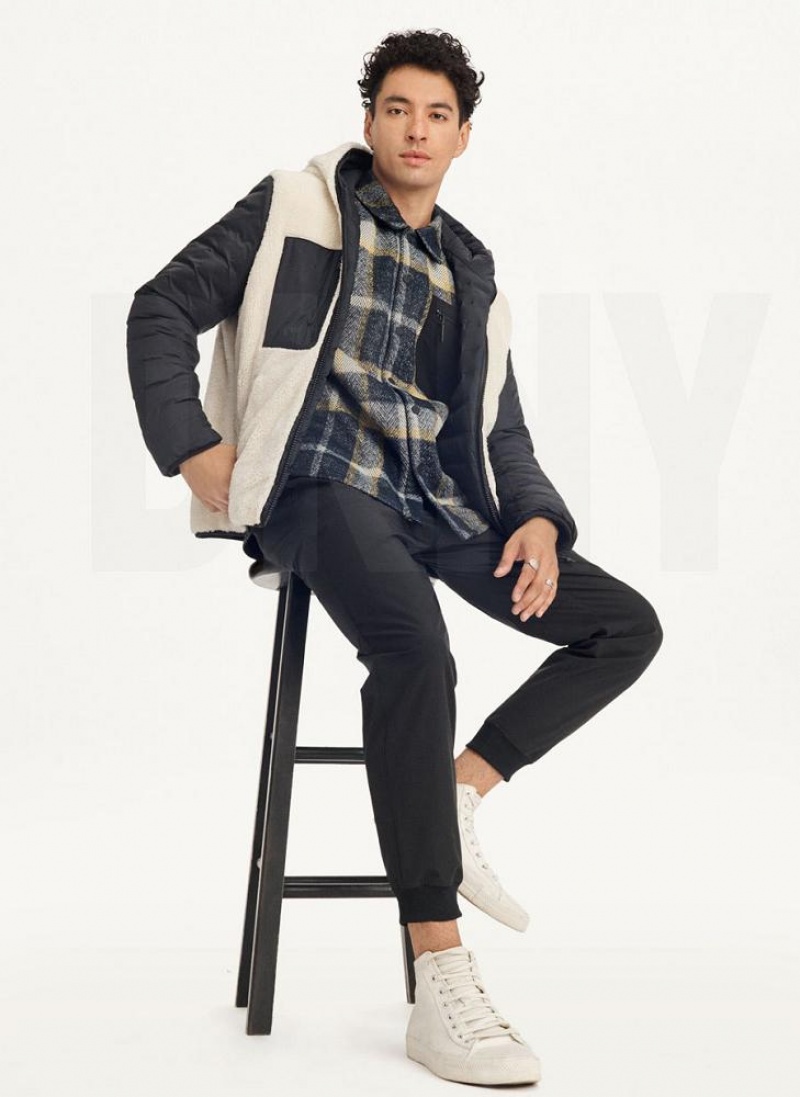 Black DKNY Quilted Reversible Sherpa Men\'s Jackets | USA-D1084