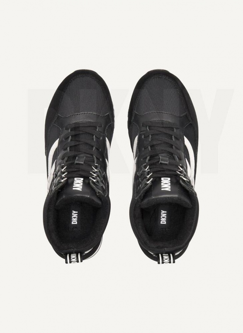 Black DKNY Retro High Top Shoes Sneakers | USA-D0861
