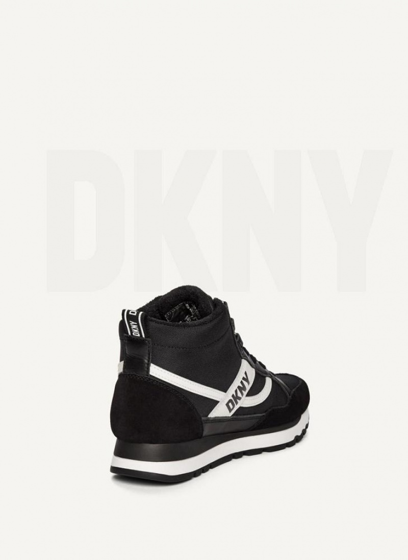 Black DKNY Retro High Top Shoes Sneakers | USA-D0861