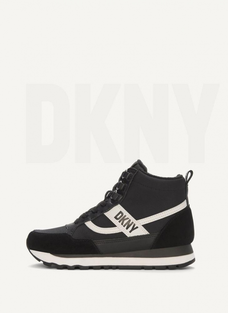 Black DKNY Retro High Top Shoes Sneakers | USA-D0861