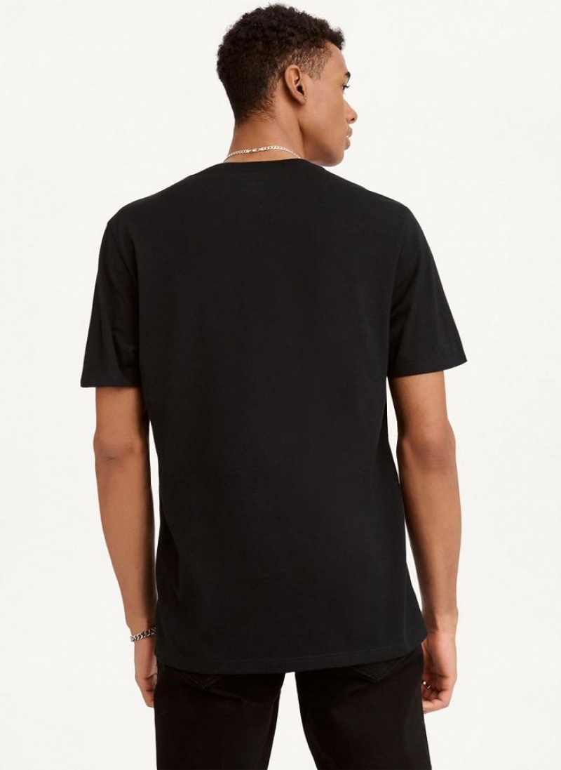 Black DKNY Reverse Gel Men's T Shirts | USA-D0376