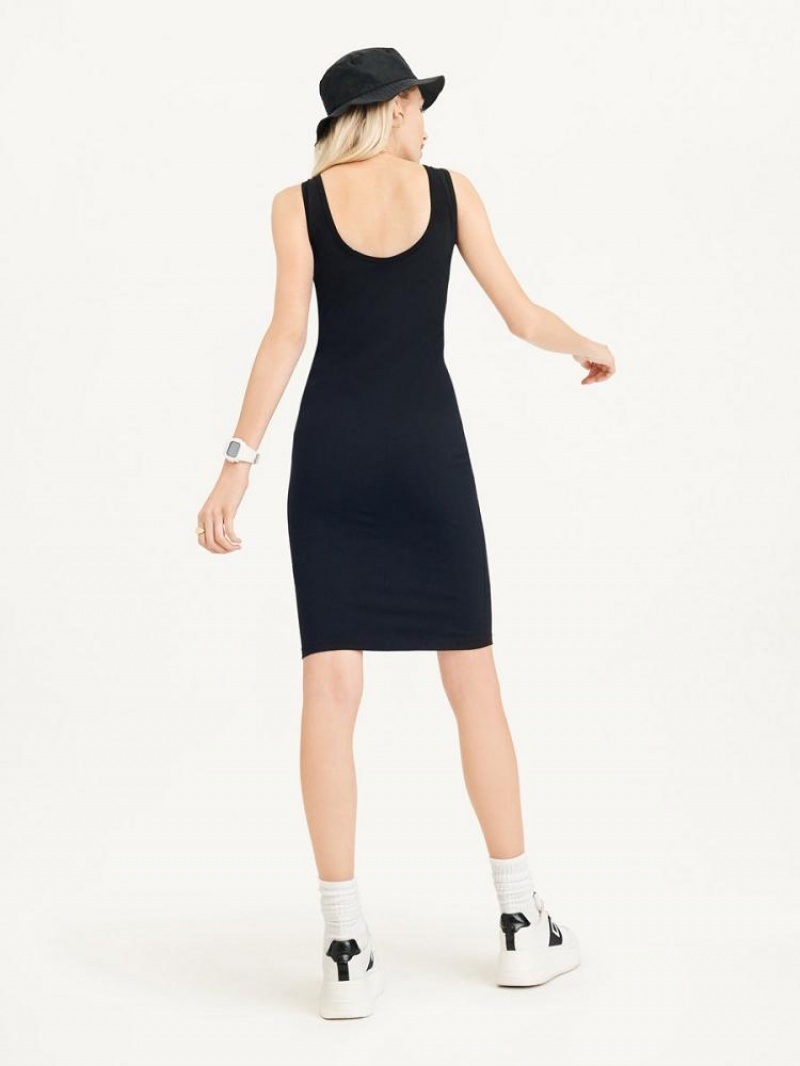 Black DKNY Rhinestone Logo Tank Women's Dresses | USA-D0820