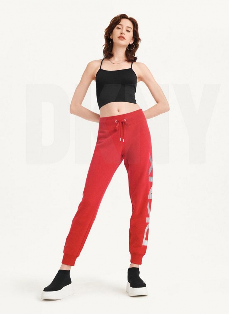 Black DKNY Rib Knit Seamless Crop Women's Tank Tops | USA-D0147