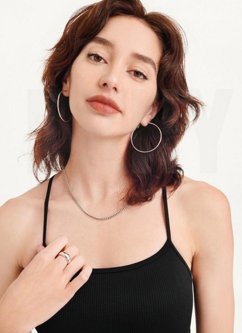 Black DKNY Rib Knit Seamless Crop Women's Tank Tops | USA-D0147