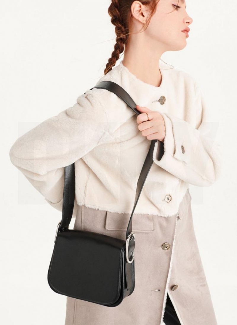 Black DKNY Saddle Bags Shoulder Bags | USA-D0129