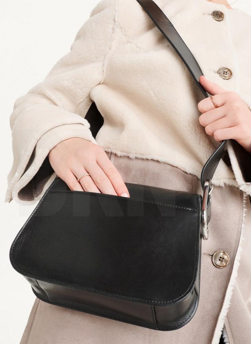 Black DKNY Saddle Bags Shoulder Bags | USA-D0129