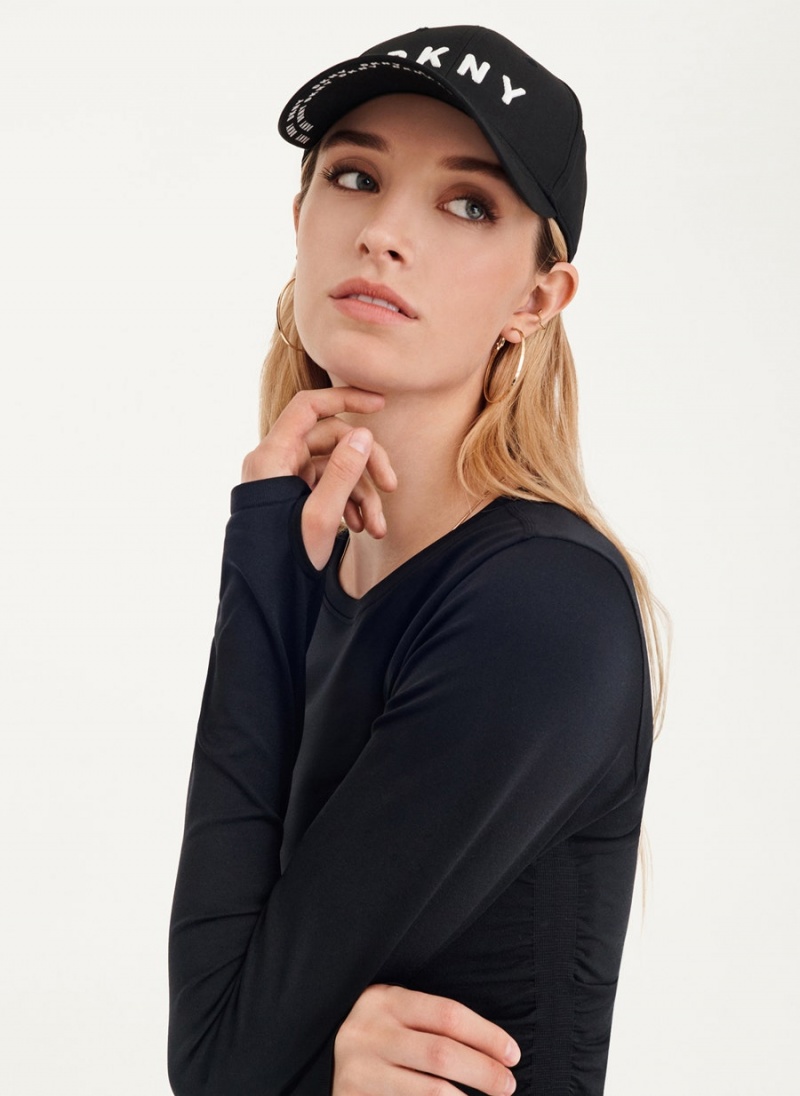 Black DKNY Seamless Long Sleeve Women's T Shirts | USA-D1275