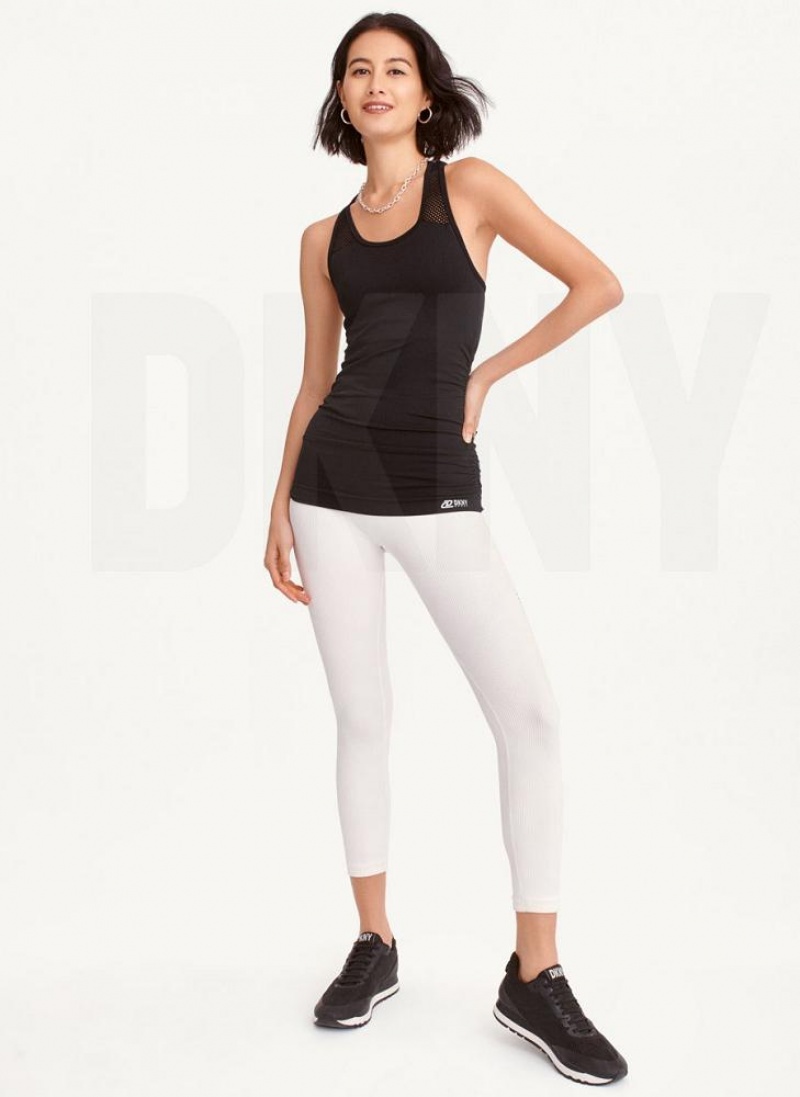 Black DKNY Seamless Racerback Ruched Women's Tank Tops | USA-D0172