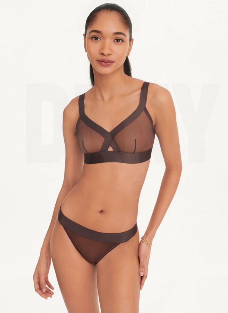 Black DKNY Sheers Triangle Women's Bralette | USA-D0844