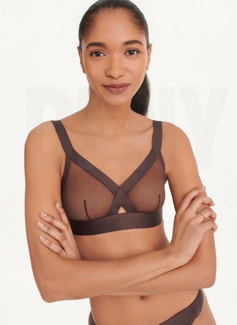 Black DKNY Sheers Triangle Women\'s Bralette | USA-D0844