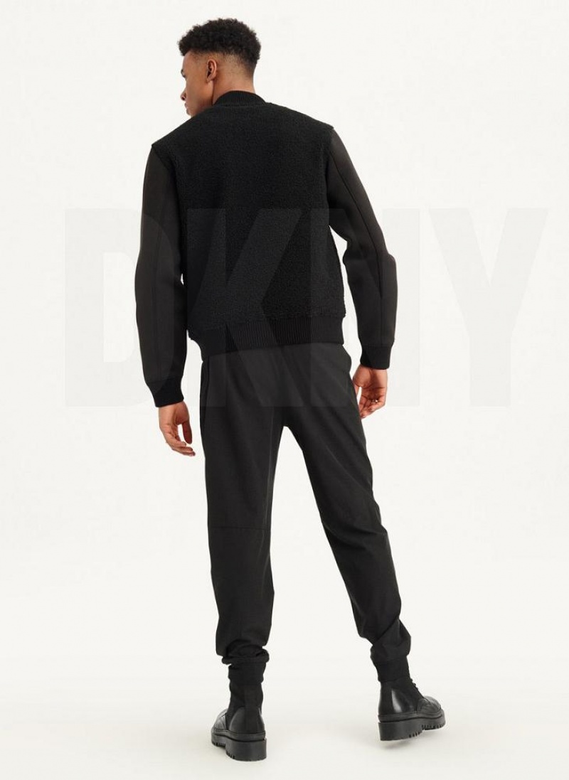 Black DKNY Sherpa Bomber Men's Jackets | USA-D1296