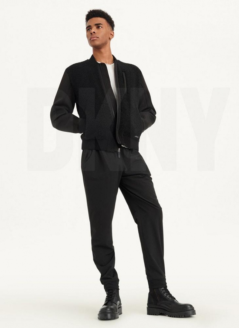Black DKNY Sherpa Bomber Men's Jackets | USA-D1296