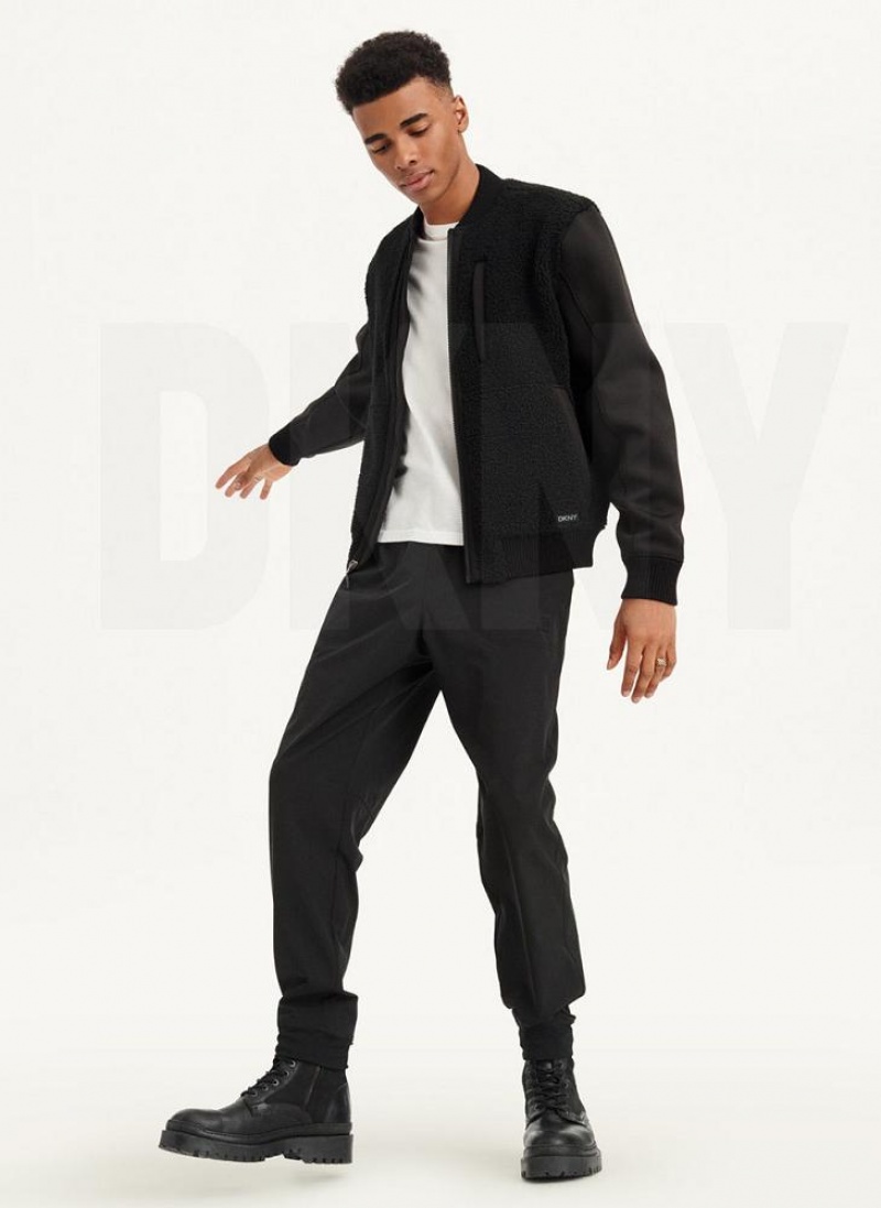 Black DKNY Sherpa Bomber Men's Jackets | USA-D1296