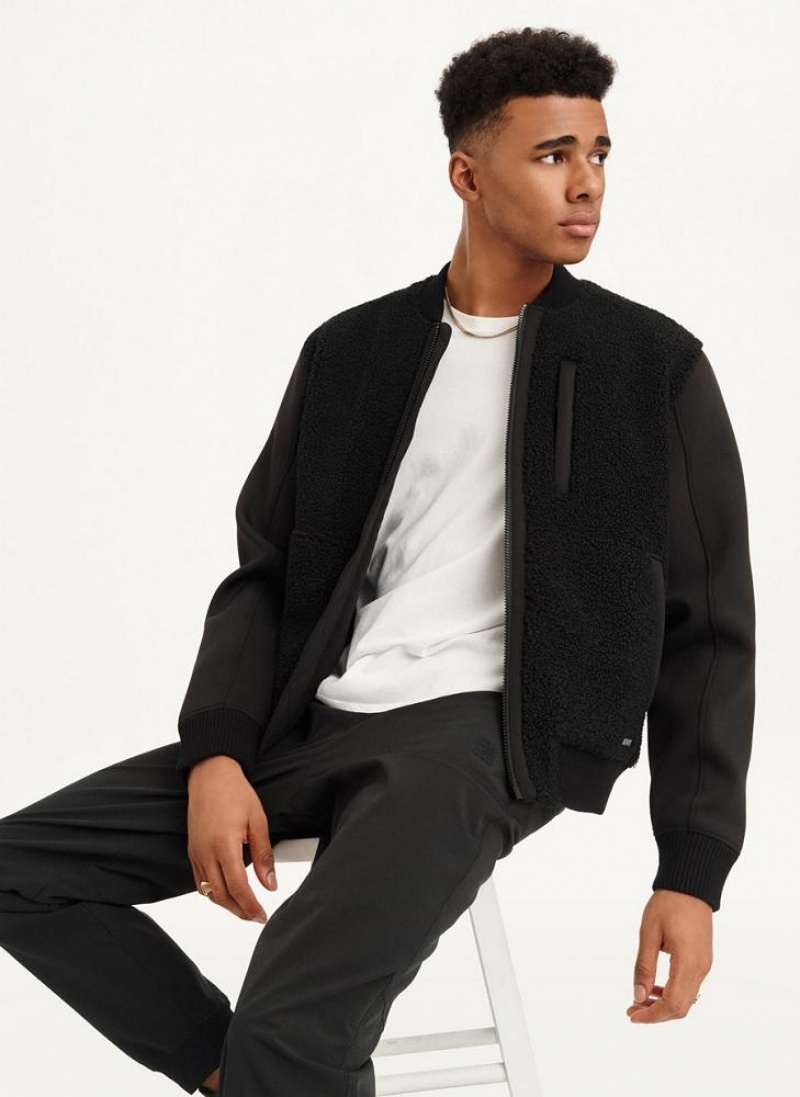Black DKNY Sherpa Bomber Men's Jackets | USA-D1296
