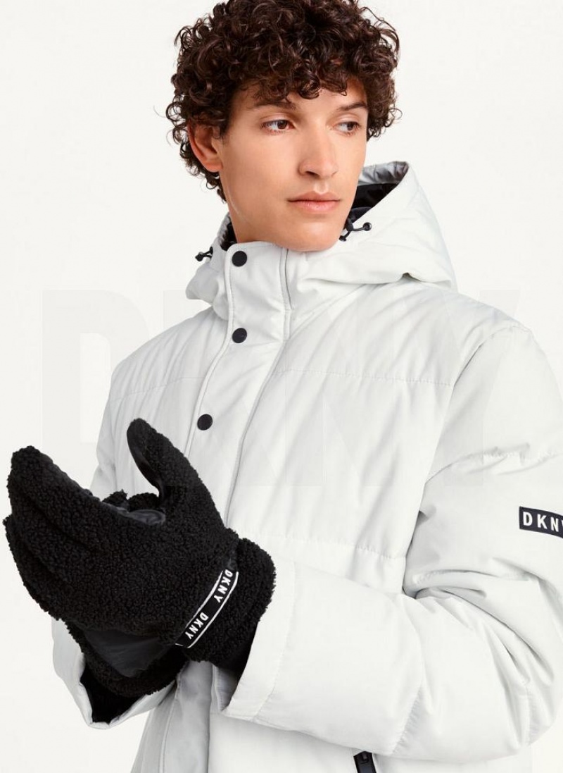 Black DKNY Sherpa Gloves Men's Gloves | USA-D1754